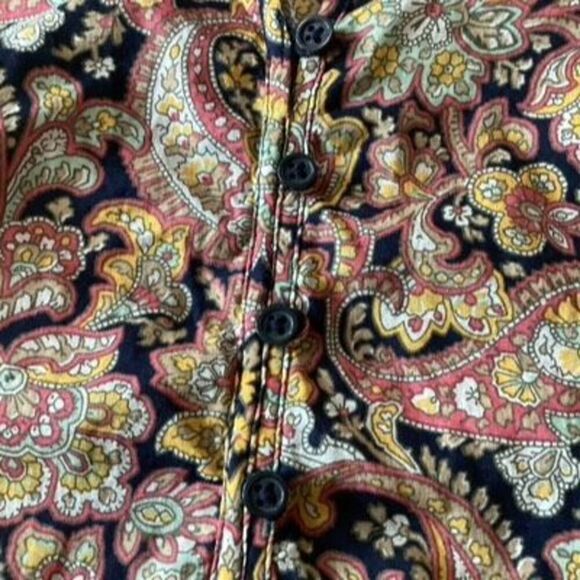 Talbots Plus Paisley Top Blouse Sz 3X Ruffled Neck Sleeve 1/2 Buttoned Down - Picture 6 of 8